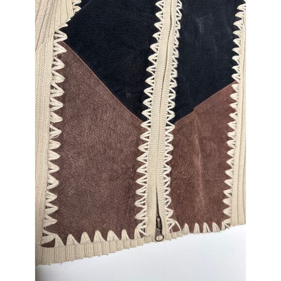 Vintage Kikit by Maurice Sasson Leather Knit sweater zipper jacket 90s Western M - Picture 10 of 14